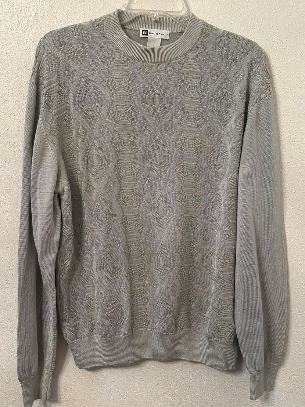 Bachrach Men's Gray Textured Crewneck Sweater